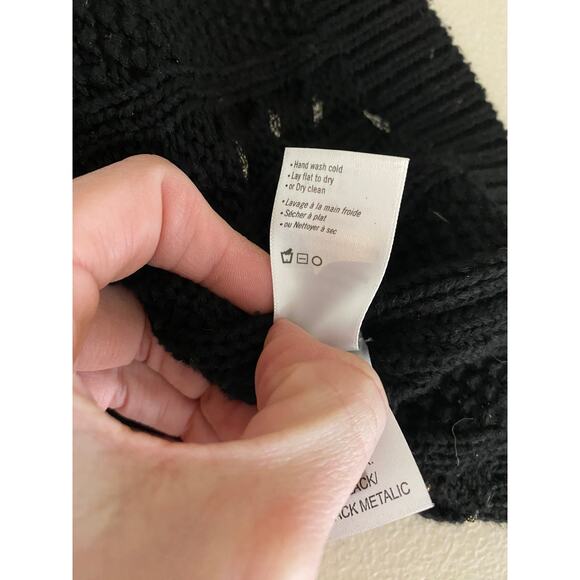 Paige Black Silver Metallic V-neck Cable Knit Dorthea Sweater Small Punkcore - Picture 7 of 8